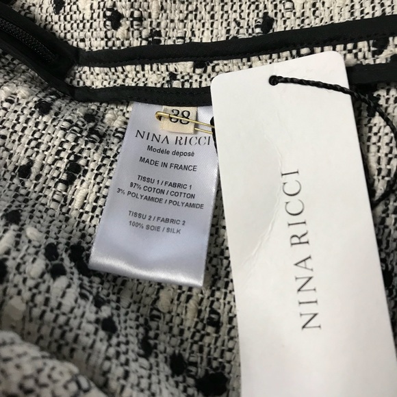 NINA RICCI tweed pleated panel skirt